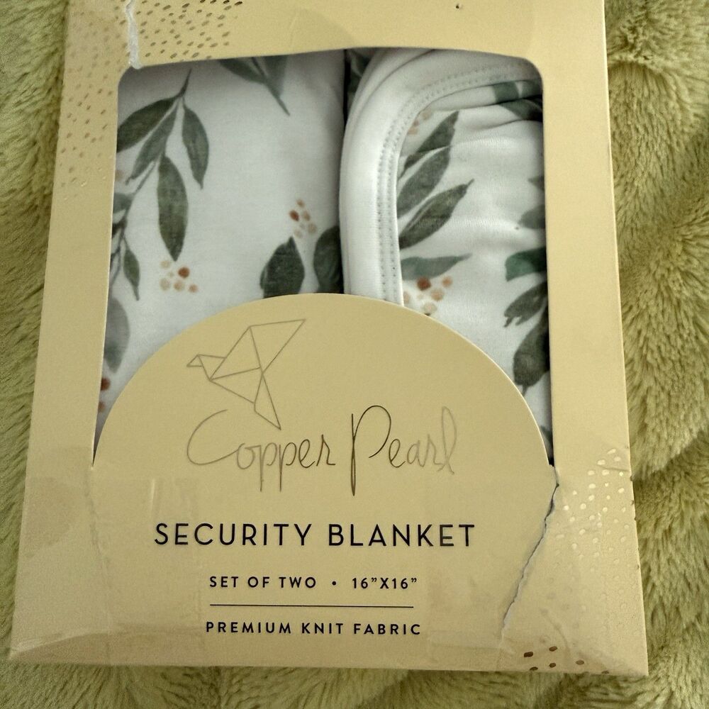 🍼 Copper Pearl FERN 2 Pack 3-Layer Security Baby Blankets -16”x16” 🆕 Brand New